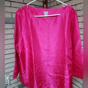 NWT Chico's Pink Women's Satin Like Top Chicos Sz3